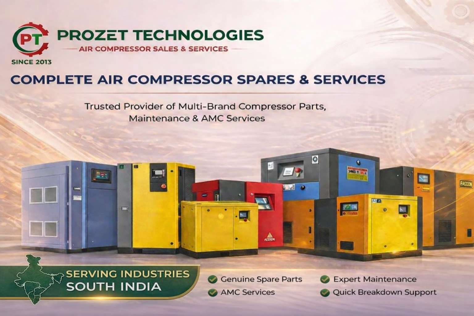 Complete Air Compressor Spares & Services South India